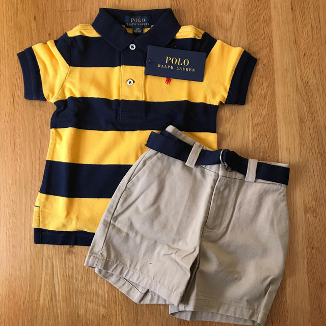 POLO RALPH LAUREN(ポロラルフローレン)のお値下げしました！ポロ ベビーポロシャツとチノハーフパンツ キッズ/ベビー/マタニティのベビー服(~85cm)(シャツ/カットソー)の商品写真