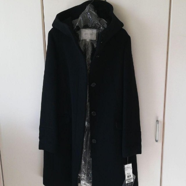 UNTITLED(アンタイトル)のベーシックフーデットコート  ブラック レディースのジャケット/アウター(ロングコート)の商品写真