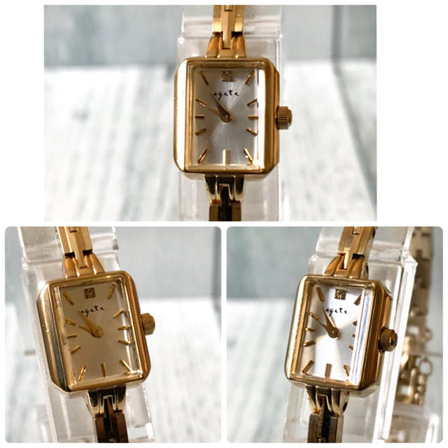 agete(アガット)の【美品】agete アガット 腕時計 0.02ct シェル イエローゴールド レディースのファッション小物(腕時計)の商品写真