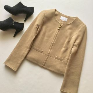 エムプルミエ(M-premier)のほぼ新品 VERY掲載*M-PREMIER ウールノーカラージャケット34(ノーカラージャケット)