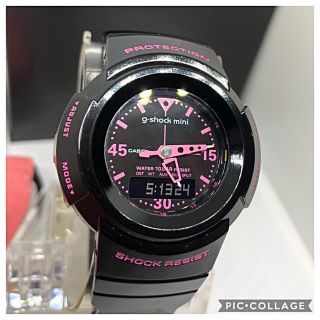 ジーショック(G-SHOCK)のG-SHOCK mini 人気AW-500ベースモデル ブラックピンク 美品♪(腕時計)