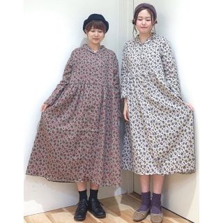 *SM2*【新品タグ付き】今季☆綿麻起毛花柄ワンピース♪モカ