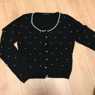 ウィルセレクション(WILLSELECTION)の美品 ウィルセレクション ビジュー カーディガン パール(カーディガン)