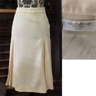 ヴァレンティノ(VALENTINO)のVALENTINO 美品オフホワイト膝丈スカート IT40 000060(ひざ丈スカート)