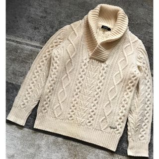 バーバリーブラックレーベル(BURBERRY BLACK LABEL)の最高のケーブル編み バーバリーブラックレーベル ショールカラー ニット セーター(ニット/セーター)