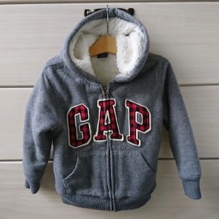 ベビーギャップ(babyGAP)のGAP ロゴ入りパーカー 105㎝ グレー(ジャケット/上着)