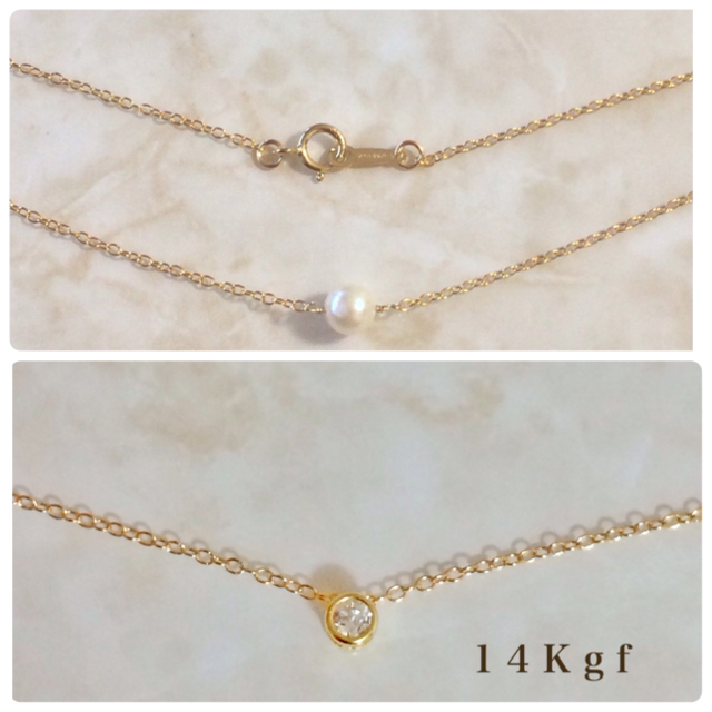 14kgf／K14gfあこやパール(本真珠)一粒ネックレス／一粒パールネックレス