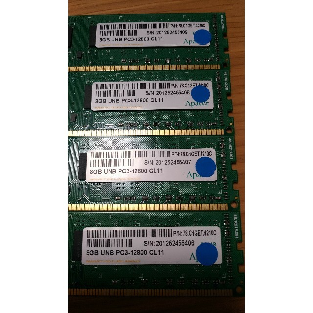 PC3 - 12800 DDR3 - 1600 8GB × 4 枚 32GB スマホ/家電/カメラのPC/タブレット(PCパーツ)の商品写真