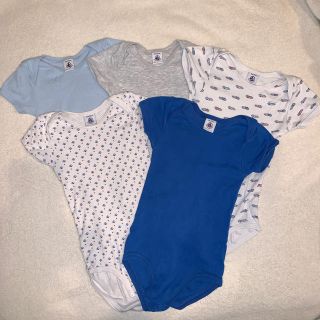 プチバトー(PETIT BATEAU)のプチバトー　半袖ボディ　肌着　ロンパース　5枚セット(下着)