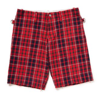 アンダーカバー(UNDERCOVER)のPEEL & LIFT tartan army shorts 赤 L(ショートパンツ)