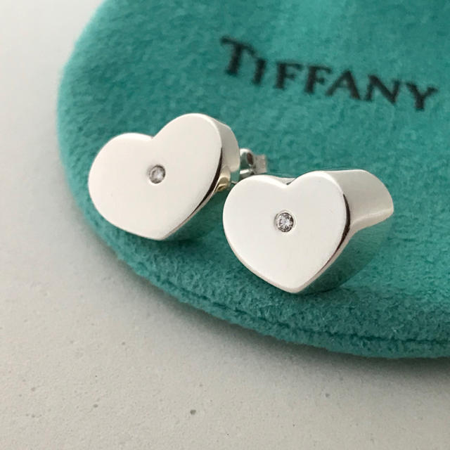 Tiffany モダン ハート ダイヤ ピアス 美品