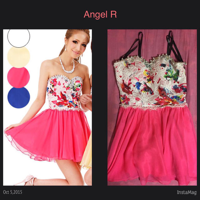 Angel R 花柄シフォンミニドレスレディース