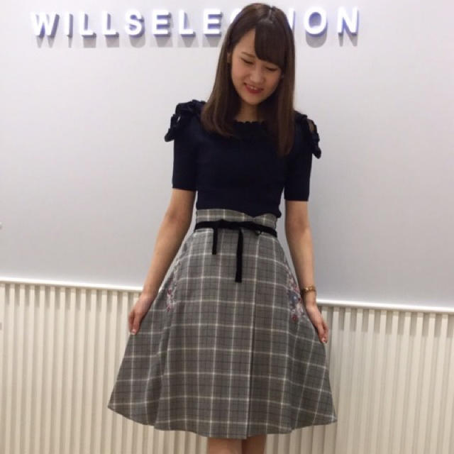 WILLSELECTION(ウィルセレクション)のウィルセレクション❤️グレンチェック刺繍スカート レディースのスカート(ひざ丈スカート)の商品写真