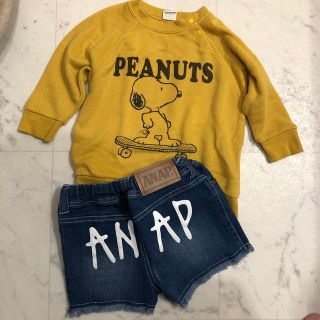 アナップキッズ(ANAP Kids)のANAP kids❤︎バックロゴ デニム ショーパン 110(パンツ/スパッツ)