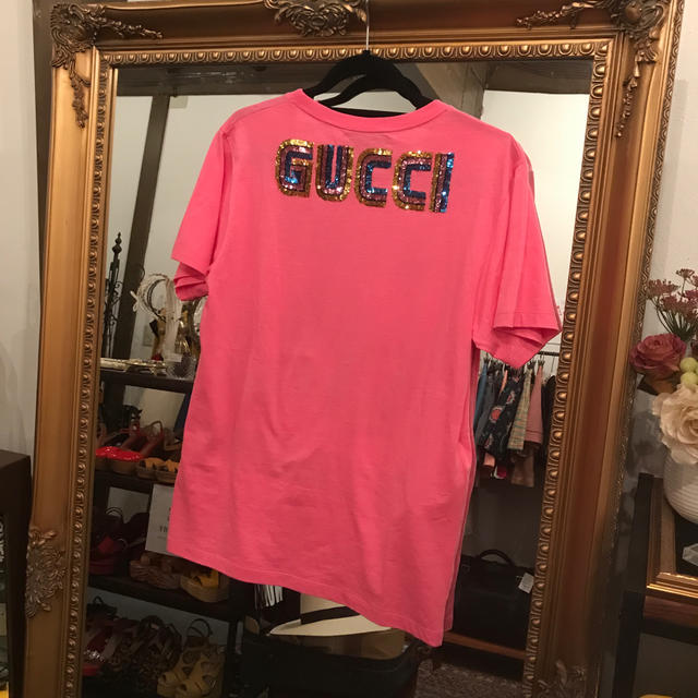 Gucci(グッチ)のGUCCI グッチ Tシャツ ピンク 今季 美品 レディースのトップス(Tシャツ(半袖/袖なし))の商品写真