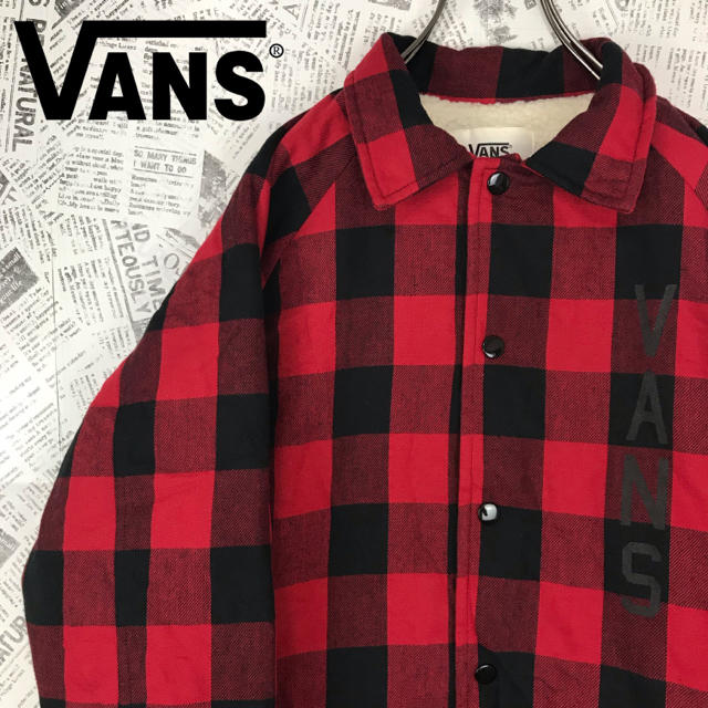 VANS(ヴァンズ)のVANS バンズ ヴァンズ ボアブルゾン ブロックチェック柄 レッド メンズのジャケット/アウター(ブルゾン)の商品写真