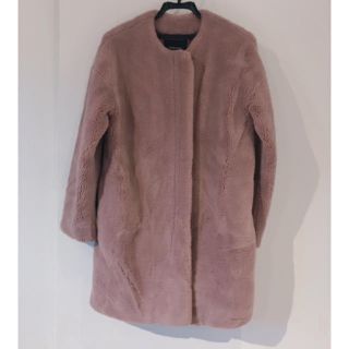 ローズバッド(ROSE BUD)のローズバッド ROSEBUD ボアコート ノーカラー ピンク(毛皮/ファーコート)