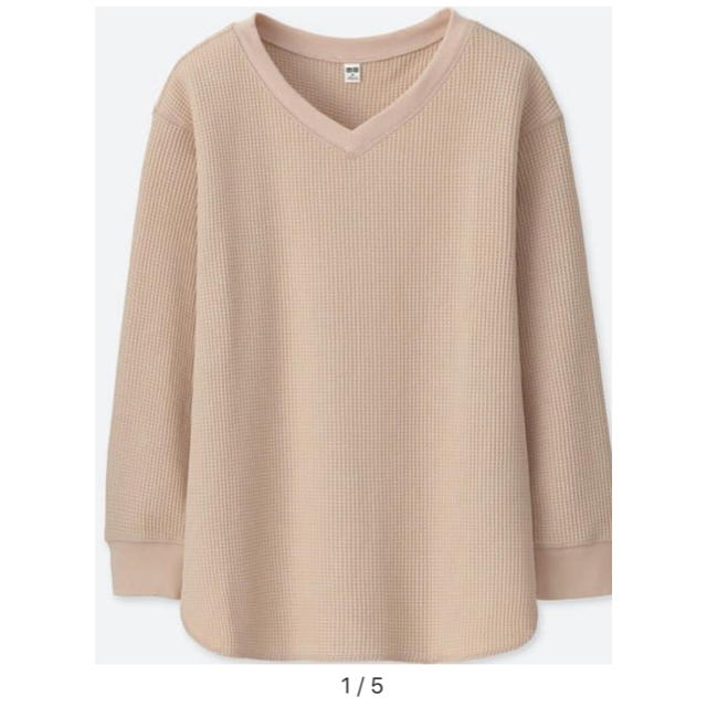 UNIQLO(ユニクロ)のワッフルクールネック レディースのトップス(Tシャツ(長袖/七分))の商品写真