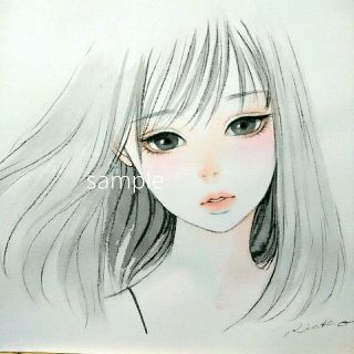 専用ページ 絵画 肉筆原画 《 少女 》墨彩絵 オリジナル 手描きイラスト(絵画/タペストリー)