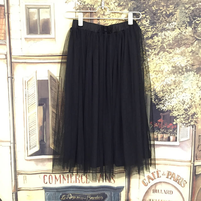 美品！ブラックのチュールスカート レディースのスカート(ひざ丈スカート)の商品写真