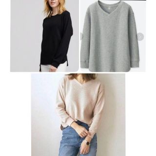 ユニクロ(UNIQLO)のムジムジさま UNIQLO ワッフルクルーネックTのみ(Tシャツ(長袖/七分))