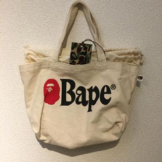 アベイシングエイプ(A BATHING APE)のA BATHING APE  キャンバストートバッグ　新品　未使用　オフホワイト(トートバッグ)