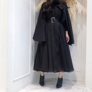 ラベルエチュード(la belle Etude)の新品　デニムドッキングボリュームチュールスカート　ブラック(ロングスカート)