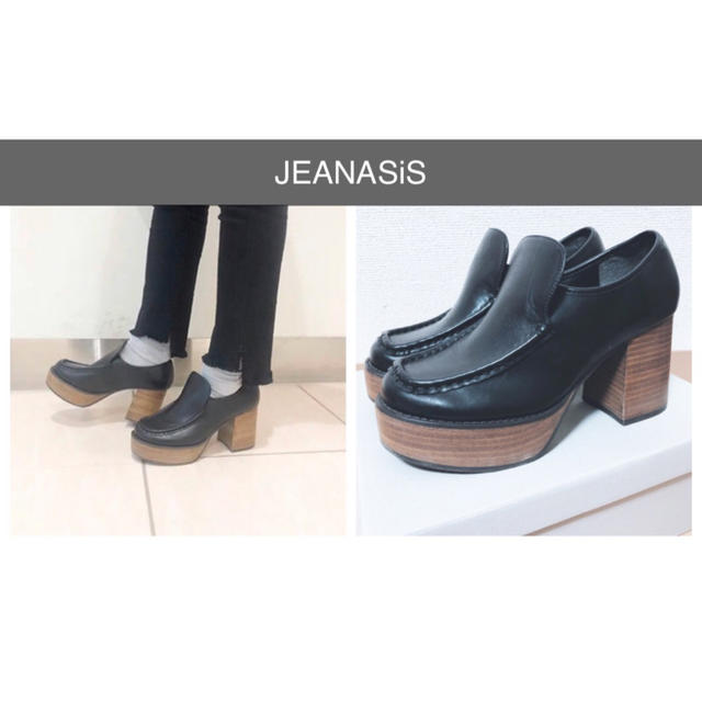 JEANASIS(ジーナシス)の【美品】JEANASiS ヒールローファ ブラック L ジーナシス レディースの靴/シューズ(ローファー/革靴)の商品写真