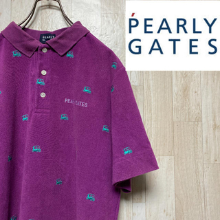 パーリーゲイツ(PEARLY GATES)の【パーリーゲイツ】ポロシャツ☆ゴルフカート総柄星パープル(ポロシャツ)