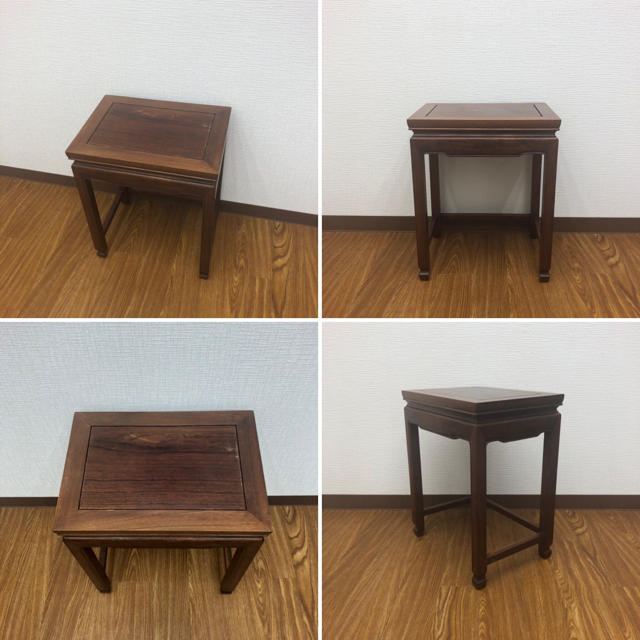 唐木 花梨 ネストテーブル サイドテーブル 木製 収納 家具 唐物 花台 盆栽台