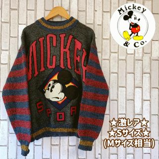 ディズニー(Disney)の★激レア★Mickey ミッキー★ビッグロゴ★ニット★Sサイズ(Mサイズ相当)(スウェット)