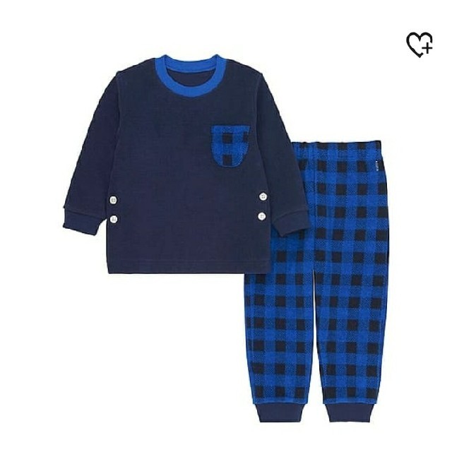 UNIQLO(ユニクロ)のユニクロ　マイクロフリースパジャマ　90cm　ネイビー キッズ/ベビー/マタニティのキッズ服男の子用(90cm~)(パジャマ)の商品写真