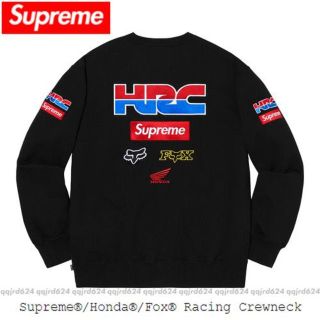 シュプリーム(Supreme)のXL★Supreme×HONDA×FOX★Crewneck Black 黒 新品(スウェット)