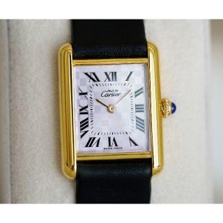 カルティエ(Cartier)の美品 カルティエ マスト タンク パープル チェック SM Cartier (腕時計)