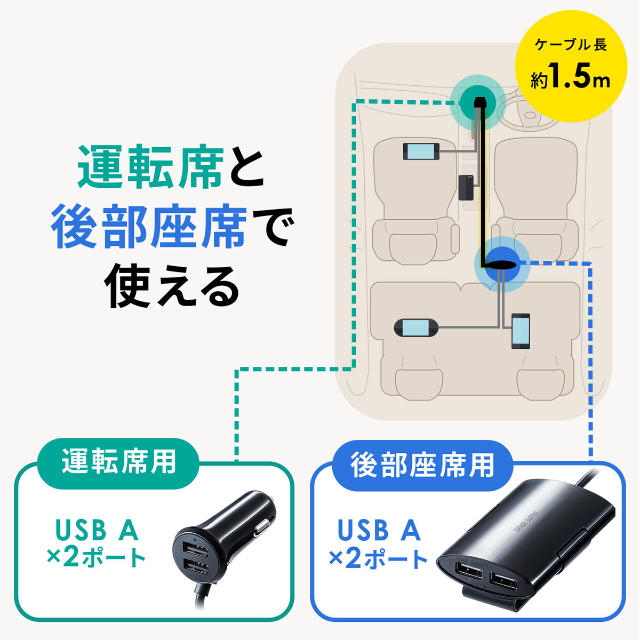 ELECOM(エレコム)の車載充電器 USB4口 自動車/バイクの自動車(車内アクセサリ)の商品写真