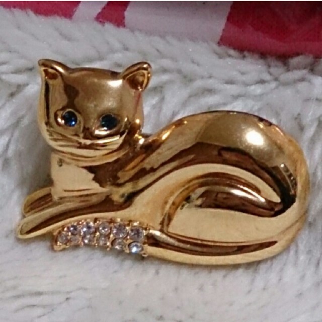 ブローチ/コサージュKrementz クレメンツ＊青い目の猫のブローチ＊14k ヴィンテージ