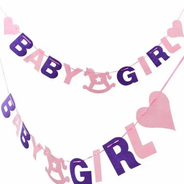 ガーランドベビーシャワー パーティ　ピンク　性別　女の子 ベビーガール ハンドメイドのパーティー(ガーランド)の商品写真