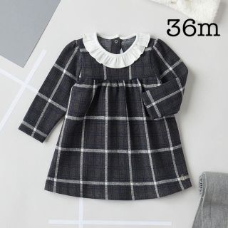 プチバトー(PETIT BATEAU)の新品未使用 プチバトー 36m グレーチェックワンピース(ワンピース)