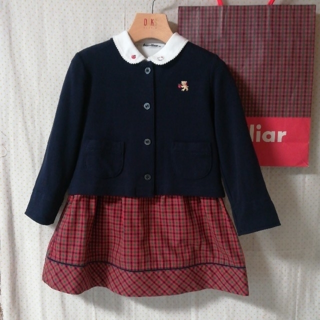 キッズ服女の子用(90cm~)ファミリア　セットアップ　１００