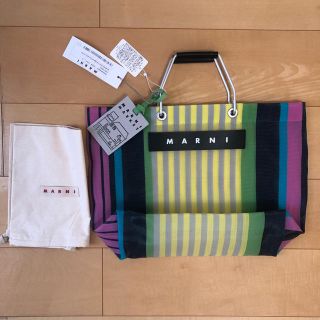 マルニ(Marni)の新品★MARNI FLOWER CAFE ストライプバッグ ピンクキャンディ(トートバッグ)