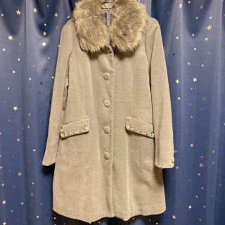 グレー　ビジュー　コート(ロングコート)
