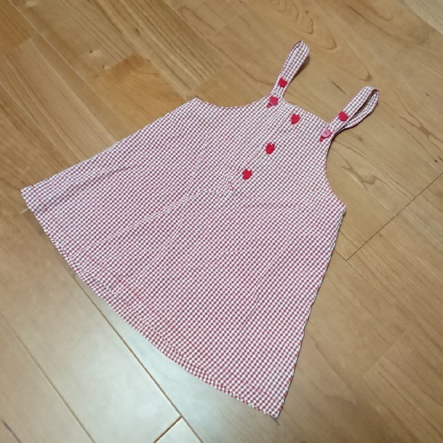 mikihouse(ミキハウス)のミキハウス 100cm エプロン風スカート キッズ/ベビー/マタニティのキッズ服女の子用(90cm~)(スカート)の商品写真