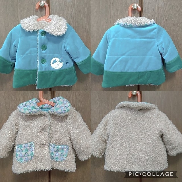 Petit jam(プチジャム)のPetit jam♡リバーシブルコート ボア 80 ブルー キッズ/ベビー/マタニティのベビー服(~85cm)(ジャケット/コート)の商品写真