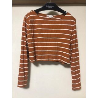 フォーエバートゥエンティーワン(FOREVER 21)のcan様☆ショート丈 ブラウン ボーダー カットソー(カットソー(長袖/七分))