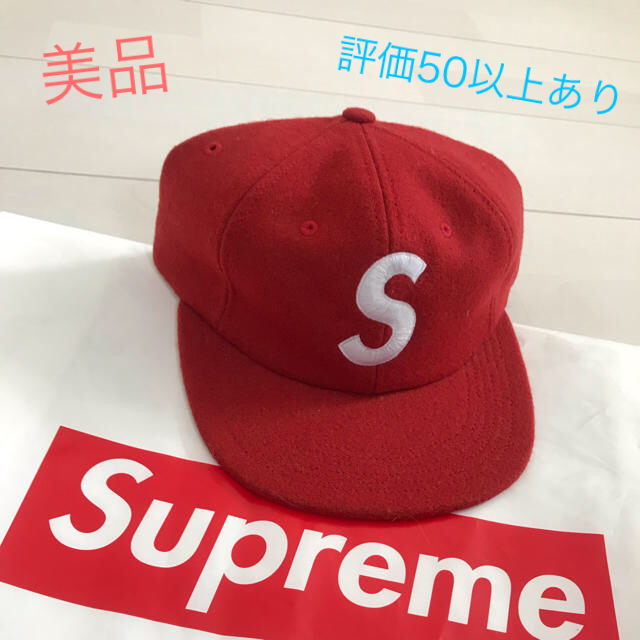 supreme slogo ウールキャップ　赤