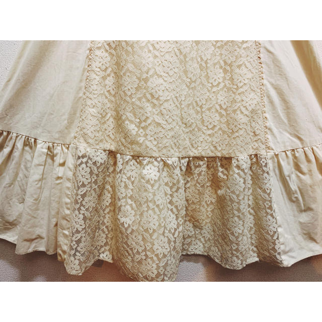 GUNNE SAX(ガニーサックス)の黒タグ初期 gunee sax70s 生成り cotton race frill レディースのワンピース(ロングワンピース/マキシワンピース)の商品写真