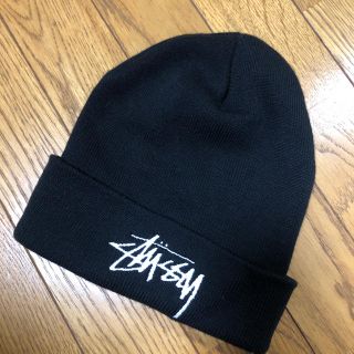 ステューシー(STUSSY)のSTUSSY  ニット帽 黒(ニット帽/ビーニー)