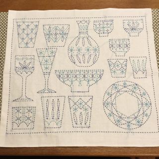 刺し子ふきん　ハンドメイド   切子細工(キッチン小物)