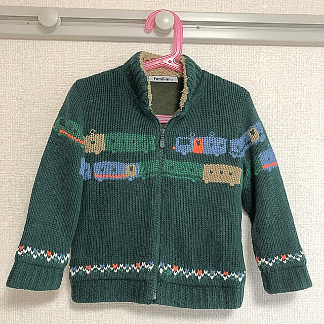 familiar(ファミリア)の美品 ファミリア ニット ジャケット キッズ/ベビー/マタニティのキッズ服男の子用(90cm~)(ジャケット/上着)の商品写真