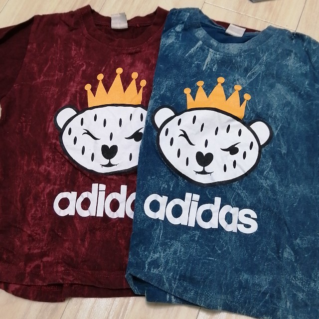 adidas(アディダス)の中古タイダイくまTシャツ 110 2枚セット キッズ/ベビー/マタニティのキッズ服男の子用(90cm~)(Tシャツ/カットソー)の商品写真